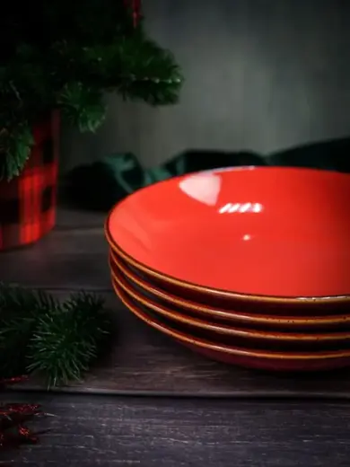 Набор глубоких тарелок Porland Seasons 21 см (4 предмета), 500 мл, красный
