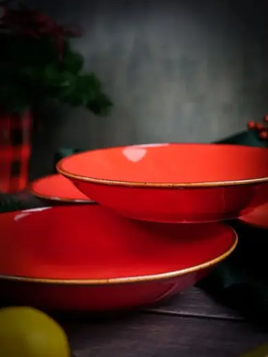 Набор глубоких тарелок Porland Seasons 21 см (4 предмета), 500 мл, красный