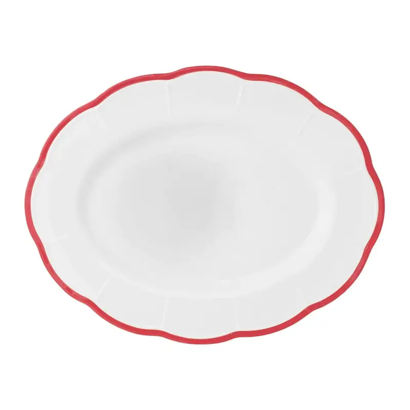 Блюдо овальное, с цветным кантом (красный) Ø 36 см