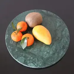 Блюдо для подачи круглое d=25 см. зеленое, мрамор MGprof /1/6/