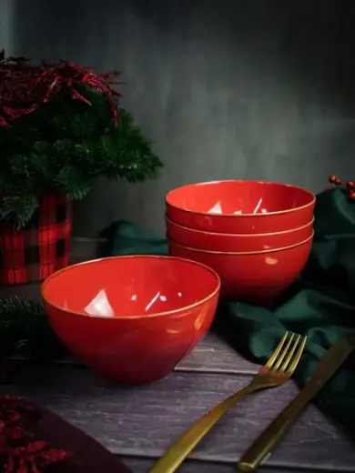 Набор мисок Porland Seasons 14 см  500 мл (4 предмета) красный