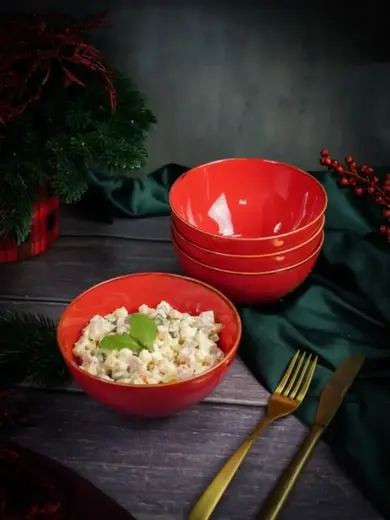 Набор мисок Porland Seasons 14 см  500 мл (4 предмета) красный