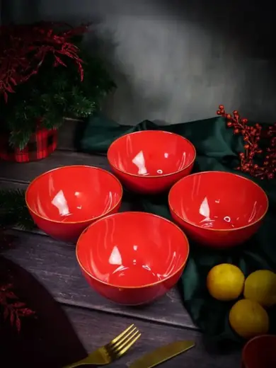 Набор мисок Porland Seasons 14 см  500 мл (4 предмета) красный