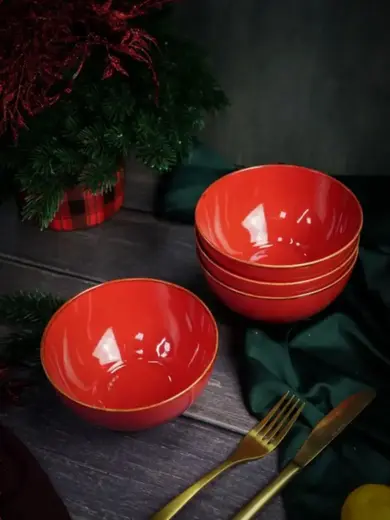 Набор мисок Porland Seasons 14 см  500 мл (4 предмета) красный