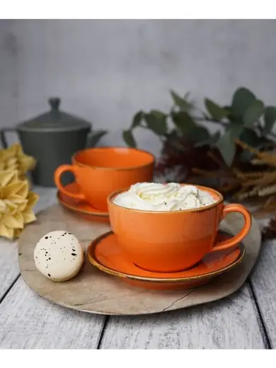 Набор чайных пар Porland Seasons 340 мл (4 предмета), оранжевый