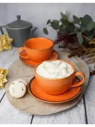 Набор чайных пар Porland Seasons 340 мл (4 предмета), оранжевый