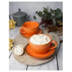 Набор чайных пар Porland Seasons 340 мл (4 предмета), оранжевый