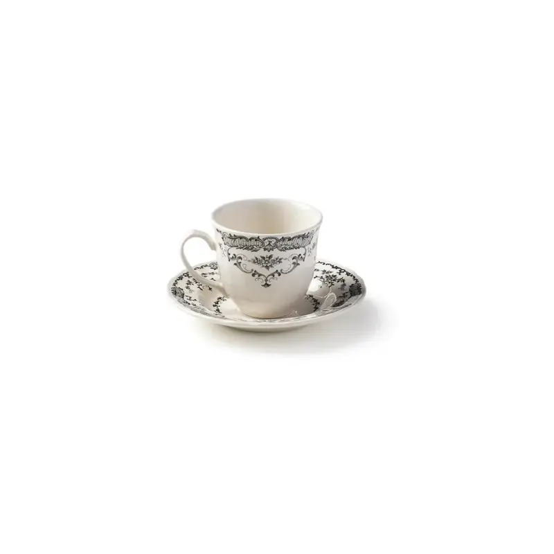 Чайная параH 7,5 Ø 8,5 смH 2,4 Ø 15 см, цвет декора черный