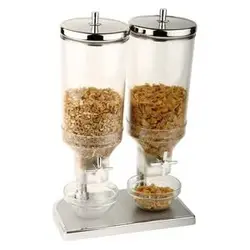 Диспенсер для мюсли, APS, поликарб., с крышкой нерж., 2 * 4.5 л, 22 * 17.5 см, h 52 см