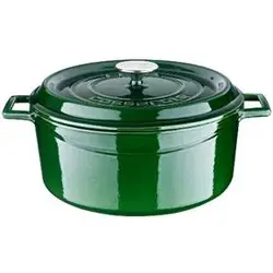 Кастрюля с крышкой 6,71 л, d 28 см, чугун, цвет зеленый