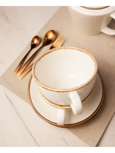 Чайный сервиз Porland Seasons  бежевый, на 2 персоны (Кружка 340 мл - 2 шт; Блюдце 16 см - 2 шт; Чайник 500 мл - 1 шт)