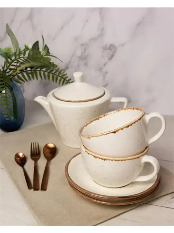 Чайный сервиз Porland Seasons  бежевый, на 2 персоны (Кружка 340 мл - 2 шт; Блюдце 16 см - 2 шт; Чайник 500 мл - 1 шт)