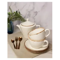 Чайный сервиз Porland Seasons  бежевый, на 2 персоны (Кружка 340 мл - 2 шт; Блюдце 16 см - 2 шт; Чайник 500 мл - 1 шт)