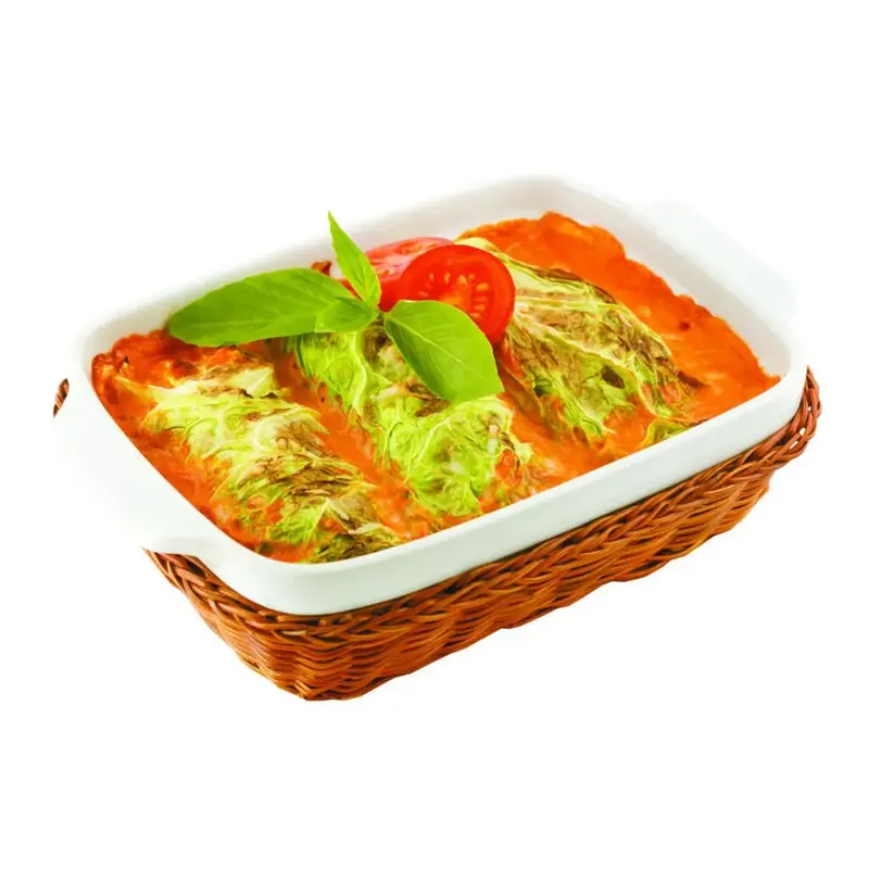 Блюдо для подачи и запекания 22*14 см h5 см фарфор с плетен. подстав. "Ля Шеф" P.L.