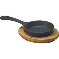 Сковорода порц. d=12 см. h=3 см. 0,25 л. чугун. на дерев. подставке LAVA /1/