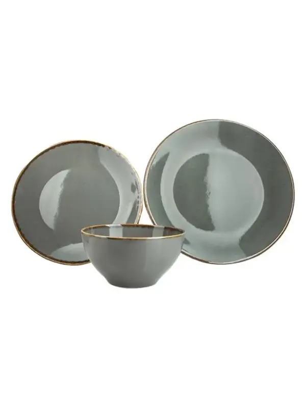 Набор обеденный 3 предмета Porland Seasons (1 тарелка обеденная 28 см, 1 тарелка обеденная 24 см, 1 миска 14 см 500 мл) тёмно-серый