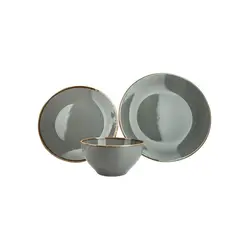 Набор обеденный 3 предмета Porland Seasons (1 тарелка обеденная 28 см, 1 тарелка обеденная 24 см, 1 миска 14 см 500 мл) тёмно-серый