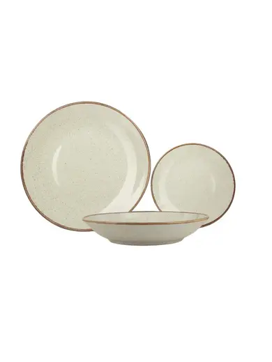 Сервиз столовый Porland Seasons, 18 предметов ( 6 обеденных тарелок 28 см; 6 десертных тарелок 18 см; 6 глубоких тарелок 500 мл, 21 см ) бежевый