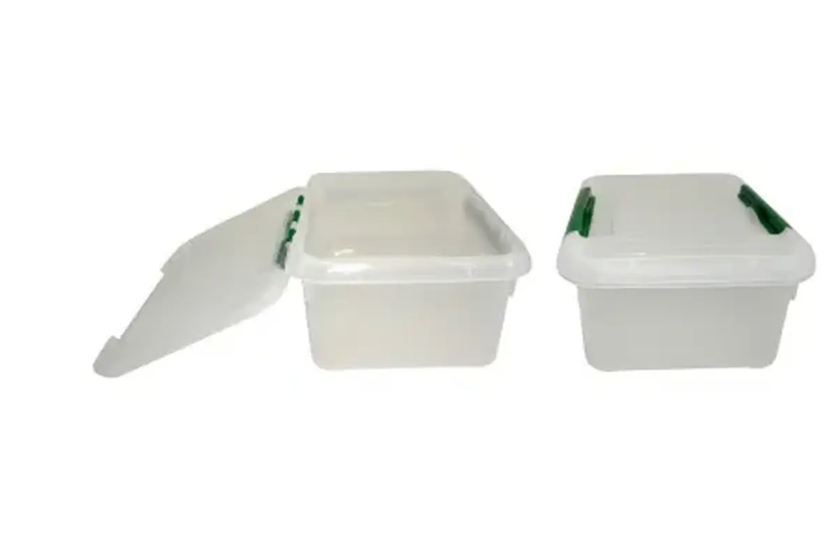 Контейнер для продуктов прямоуг. 6,0 л. 30*23*12 см. с зеленым зажимом MGprof /1/12/