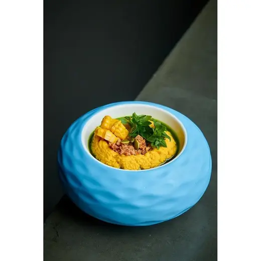 Блюдо для подачи бело-голубое P.L. Proff Cuisine Shine 17,5 см 200 мл