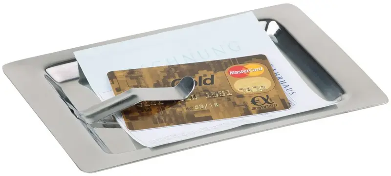 Подносик для денег с зажимом, нерж., APS, 17 * 11 см