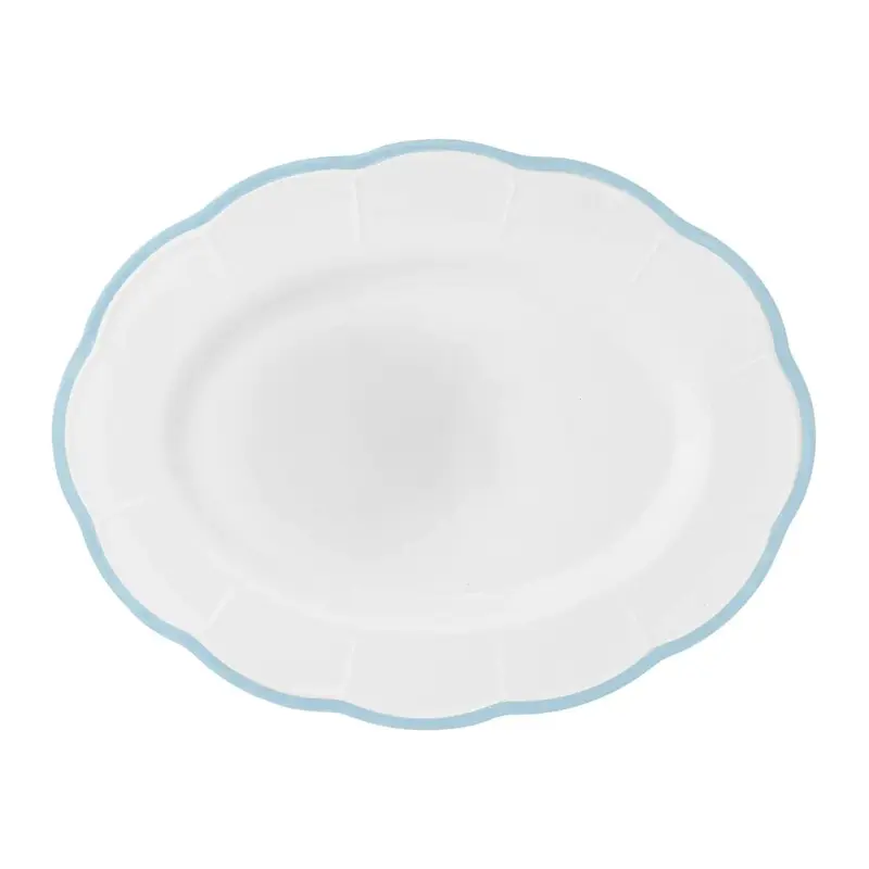 Блюдо овальное, с цветным кантом (голубой) Ø 36 см