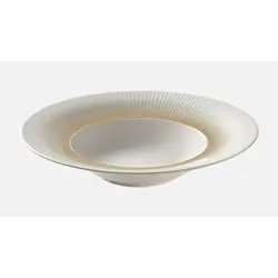 Тарелка глубокая с римом и рельефным бортом 250 мл, d 24 см, h 4,6 см, бежевый декор по внутренней кромке, Nature Infused