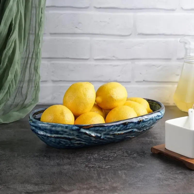 Блюдо овальное 35*20,5 см h6 см 2 л Aqua Blue Style Buffet P.L. [1]