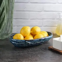 Блюдо овальное 35*20,5 см h6 см 2 л Aqua Blue Style Buffet P.L. [1]