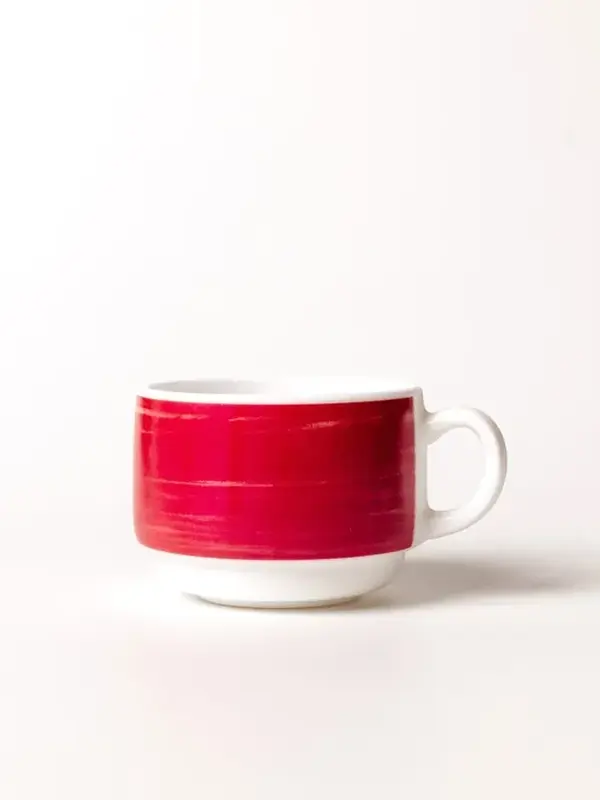 Чашка чайная, ARC International, Brush Cherry, вишневый край штабелир., (блюдце 40595), 190 мл, d 76 мм, h 57 мм