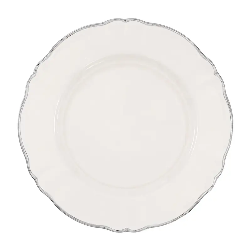 Тарелка мелкая 26 см, цвет молочный, с платиновым ободком, PARISIENNE