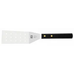 Лопатка 26,5 см. изогнутая раб. часть 10*5,2 см. нерж. перф. с пластик. ручкой, черная Icel /1/6/