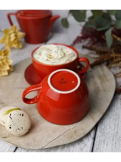 Набор чайных пар Porland Seasons 340 мл (4 предмета), красный