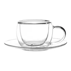 Кофейная пара 80 мл Hemisphere прозрачная набор 2 шт. d 6,5 см h4,8 см термостекло P.L. [1]