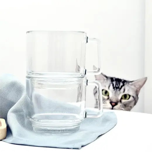 Кружка 440 мл прозрачная "Stack Noir Caffe Premio" d 9,8 см h9,5 см стекло Ocean [6]