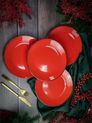 Набор обеденных тарелок Porland Seasons 24 см (4 предмета), красный