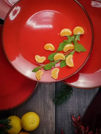 Набор обеденных тарелок Porland Seasons 24 см (4 предмета), красный