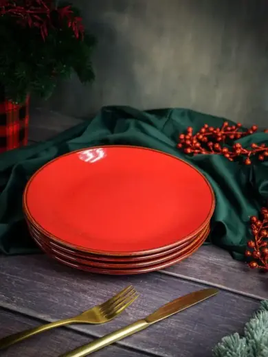 Набор обеденных тарелок Porland Seasons 24 см (4 предмета), красный