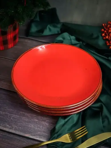 Набор обеденных тарелок Porland Seasons 24 см (4 предмета), красный