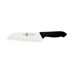 Нож японский Santoku 180/300 мм. с бороздками, черный HoReCa Icel /1/6/