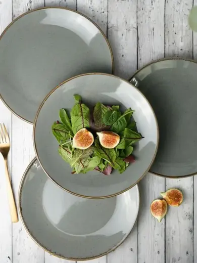 Набор обеденных тарелок Porland Seasons 24 см (4 предмета), тёмно-серый