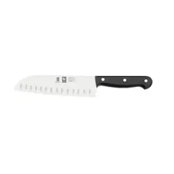 Нож японский Santoku 180/300 мм. с бороздками, черный TECHNIC Icel /1/6/