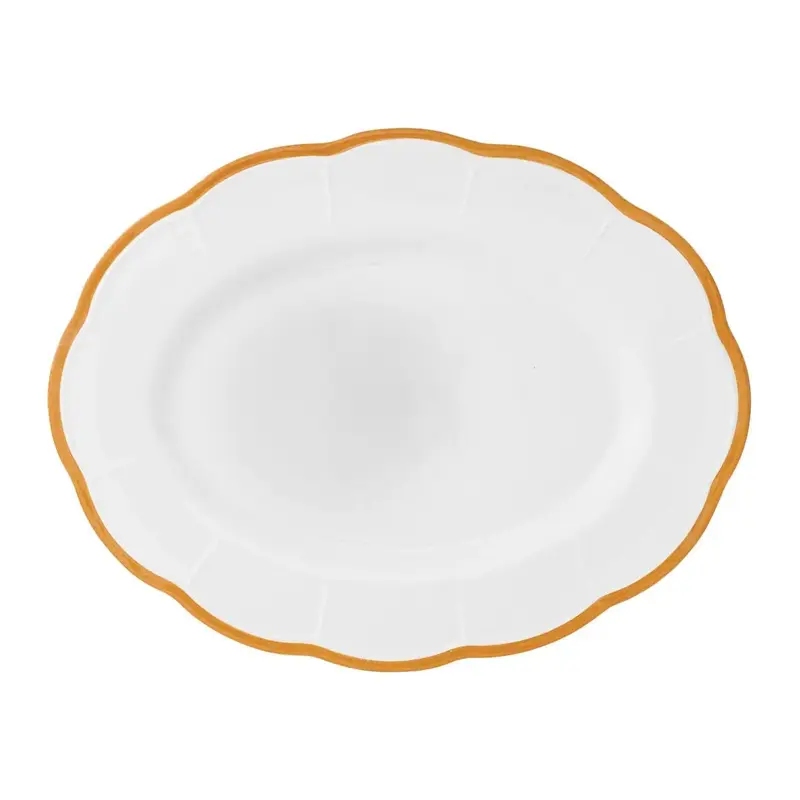 Блюдо овальное, с цветным кантом (охра) Ø 36 см
