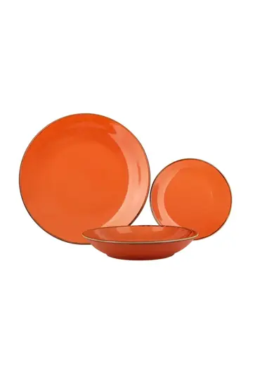 Сервиз столовый, 18 предметов Porland Seasons ( 6 обеденных тарелок 28 см; 6 десертных тарелок 18 см; 6 глубоких тарелок 500 мл, 21 см ) оранжевый