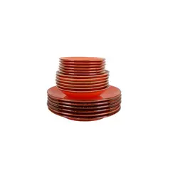 Сервиз столовый, 18 предметов Porland Seasons ( 6 обеденных тарелок 28 см; 6 десертных тарелок 18 см; 6 глубоких тарелок 500 мл, 21 см ) оранжевый