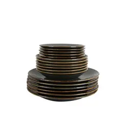 Сервиз столовый Porland Seasons, 18 предметов ( 6 обеденных тарелок 28 см; 6 десертных тарелок 18 см; 6 глубоких тарелок 500 мл, 21 см ) тёмно-серый