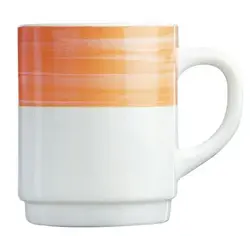 Кружка, ARC International, Brush, оранжевый край, штабелир., 250 мл, d 70 мм, h 88 мм