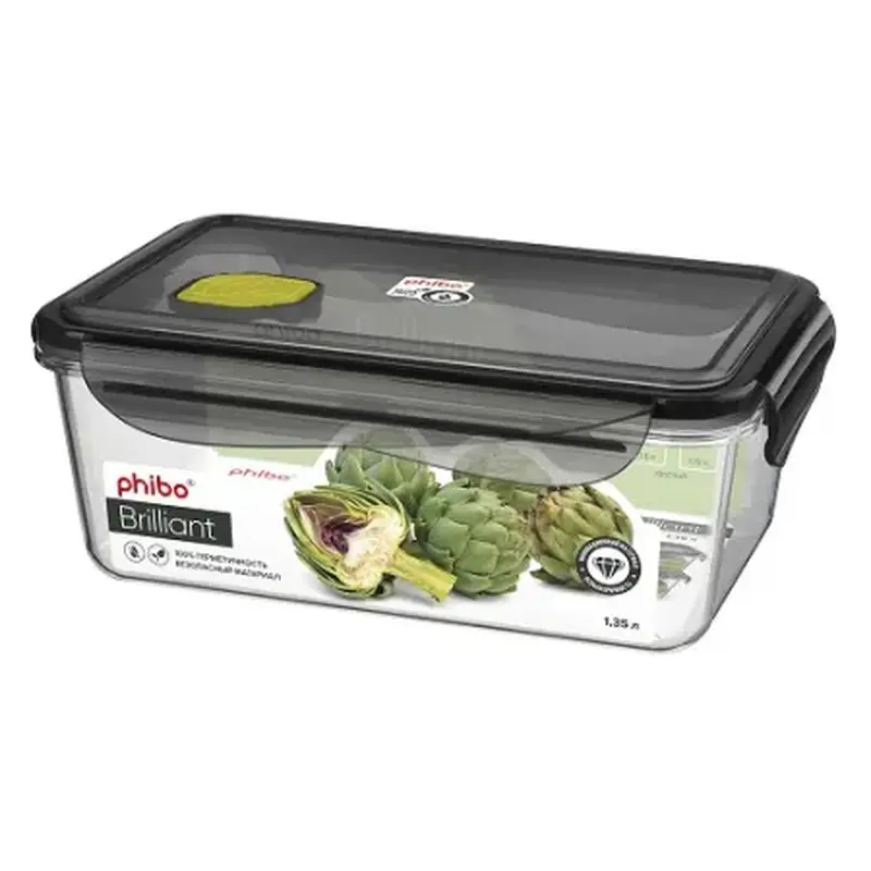 Контейнер для продуктов прямоуг. 1,35 л. 19,5*12,5*7 см. герметичный с клапаном "Бриллиант"/1/12/