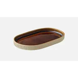 Блюдо овальное с вертикальным бортом (с рельефом) 30x20 см, h 2,4 см, цвет коричневый, Nara