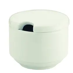 Горчичница 130 мл. без ложки с крышкой Белый, форма Банкет Bonna /1/12/1080/ 